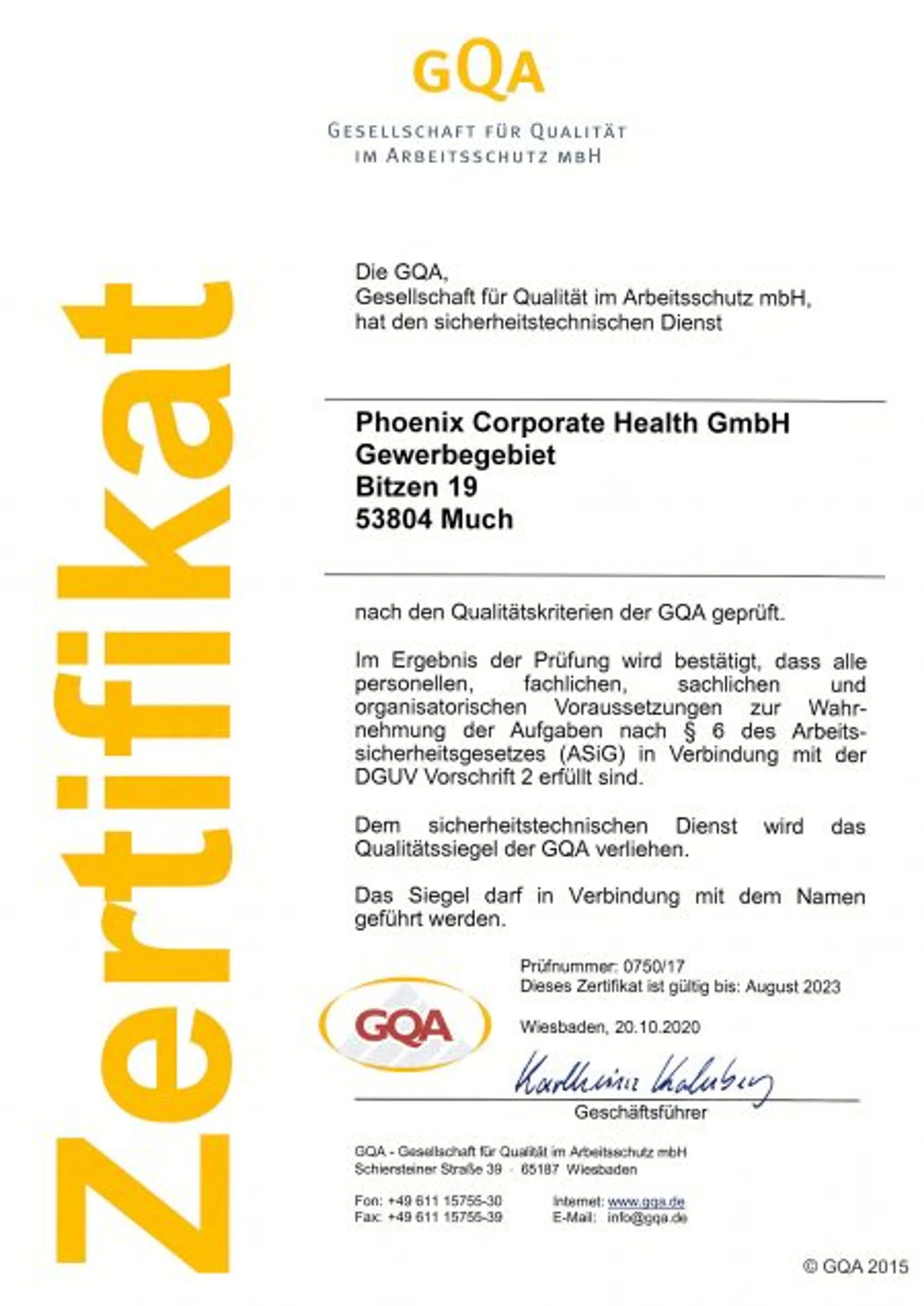 GQA-geprüfter sicherheitstechnischer Dienstleister