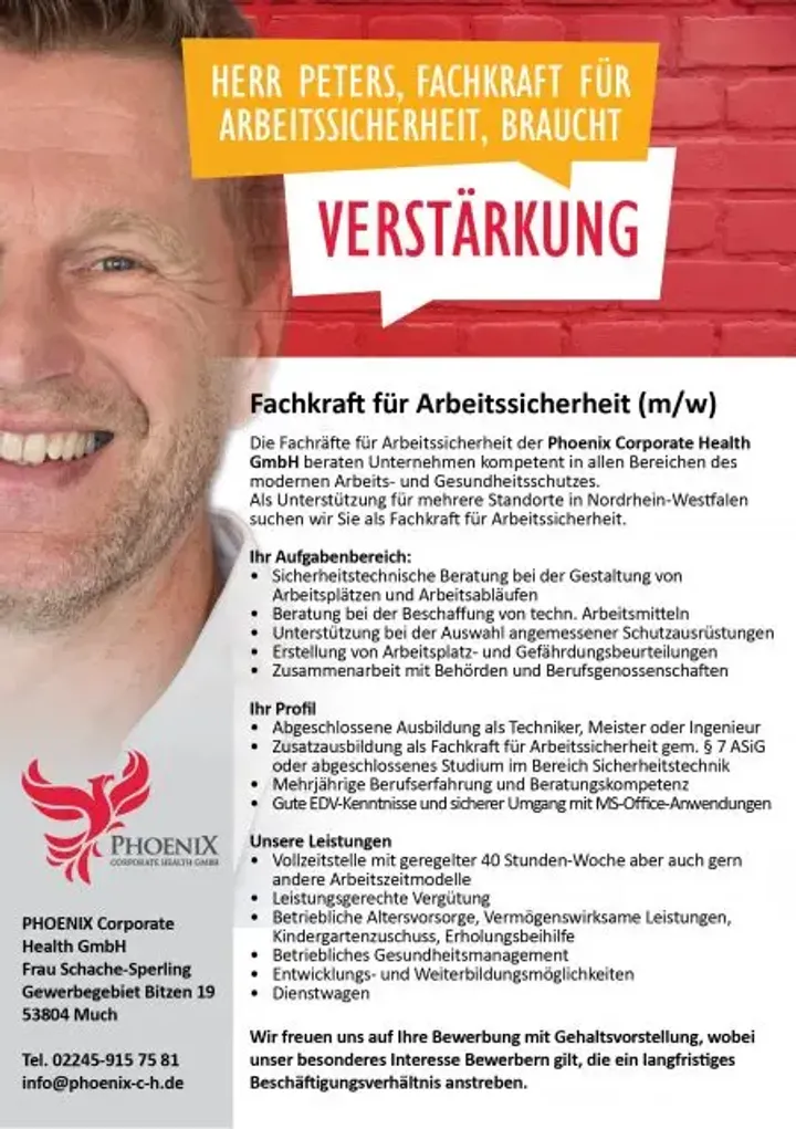 Fachkraft für Arbeitssicherheit gesucht